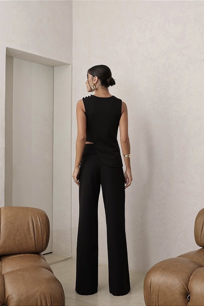 CONJUNTO ANNA ALFAIATARIA DETALHE BOTÃO - PRETO