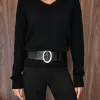 BLUSA FLUFFY DECOTE V - PRETO