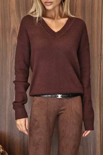 BLUSA FLUFFY DECOTE V - CHOCOLATE