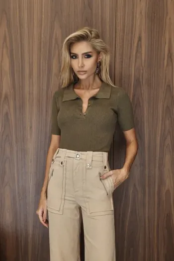BLUSA JASMINE POLO - VERDE MILITAR