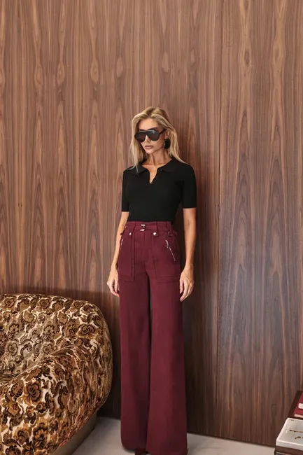 CALÇA JOSIANE CUPRO - VINHO
