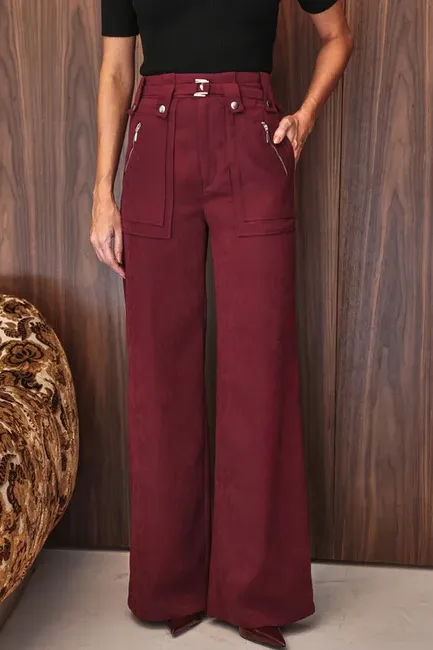 CALÇA JOSIANE CUPRO - VINHO