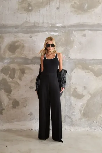 CONJUNTO AMSTERDÃ REGATA E CALÇA LISTRADO - PRETO