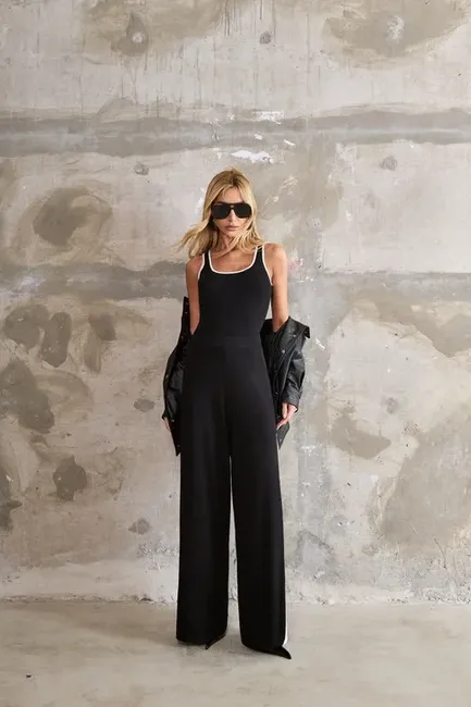 CONJUNTO AMSTERDÃ REGATA E CALÇA LISTRADO - PRETO
