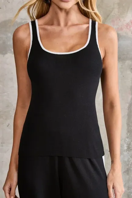 CONJUNTO AMSTERDÃ REGATA E CALÇA LISTRADO - PRETO
