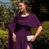 VESTIDO DE FESTA LONGO GARDEN DETALHE CAPA - ROXO