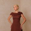 VESTIDO HILDA MIDI DETALHE FLOR - MARROM
