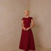 VESTIDO HILDA MIDI DETALHE FLOR - VINHO