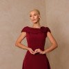VESTIDO HILDA MIDI DETALHE FLOR - VINHO