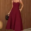VESTIDO CAROL DECOTE V COM ALÇAS - VINHO