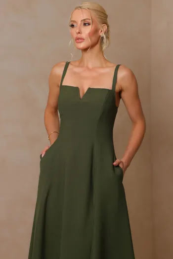 VESTIDO CAROL DECOTE V COM ALÇAS - VERDE