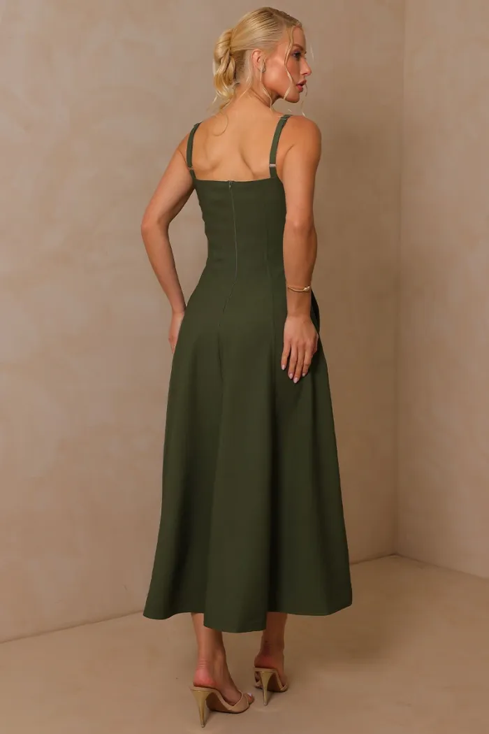 VESTIDO CAROL DECOTE V COM ALÇAS - VERDE