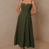 VESTIDO CAROL DECOTE V COM ALÇAS - VERDE