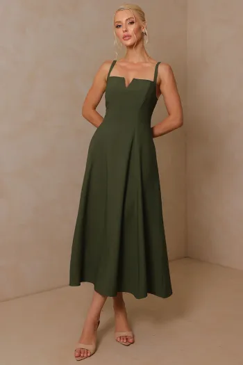 VESTIDO CAROL DECOTE V COM ALÇAS - VERDE