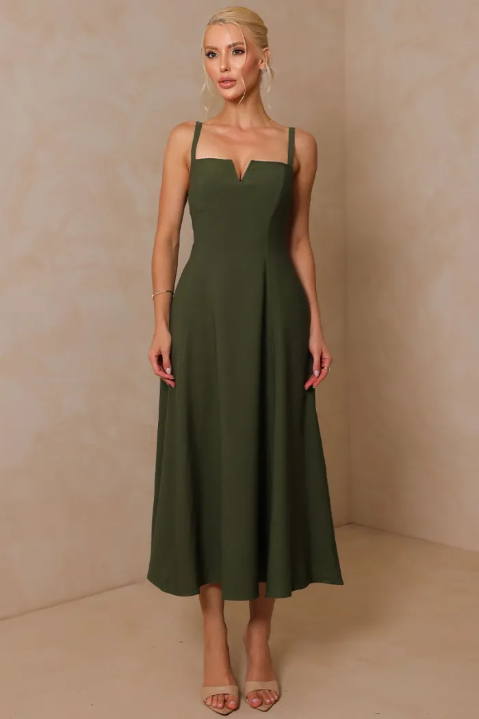 VESTIDO CAROL DECOTE V COM ALÇAS - VERDE