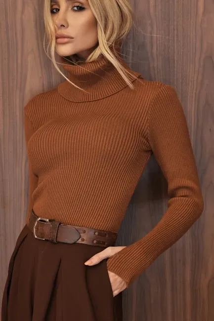 BLUSA LUDMILLA MODAL DEDINHO GOLA - CAMEL