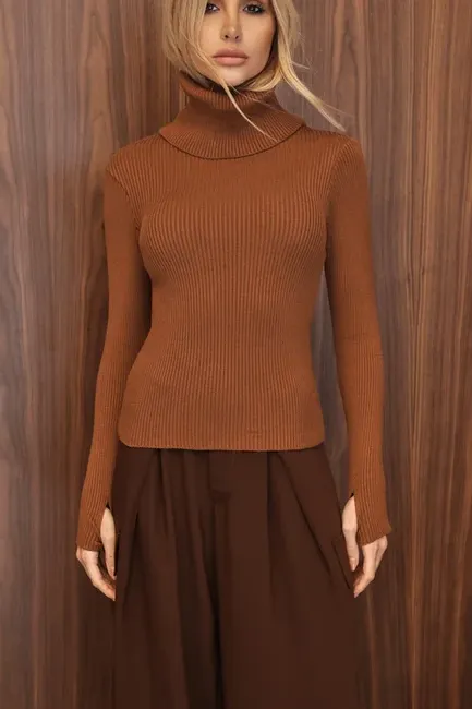 BLUSA LUDMILLA MODAL DEDINHO GOLA - CAMEL
