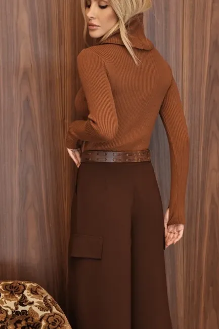 BLUSA LUDMILLA MODAL DEDINHO GOLA - CAMEL