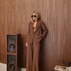 CONJUNTO NOVA YORK BLAZER E CALÇA CÓS LISTRADO - CHOCOLATE