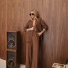 CONJUNTO NOVA YORK BLAZER E CALÇA CÓS LISTRADO - CHOCOLATE