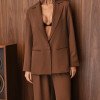 CONJUNTO NOVA YORK BLAZER E CALÇA CÓS LISTRADO - CHOCOLATE
