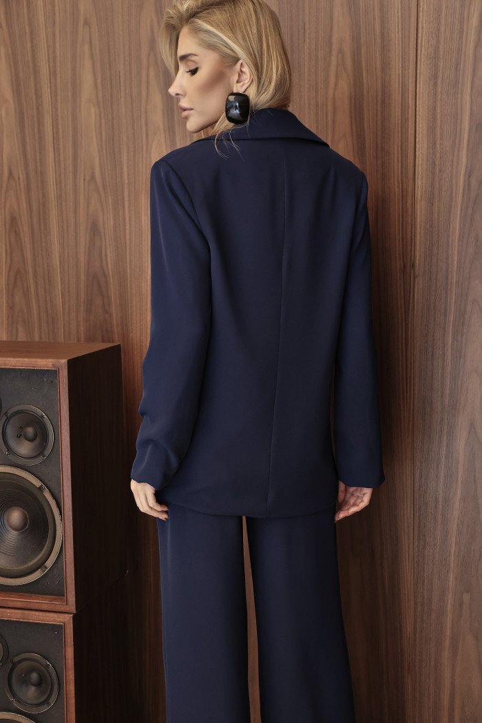 CONJUNTO NOVA YORK BLAZER E CALÇA CÓS LISTRADO - AZUL MARINHO