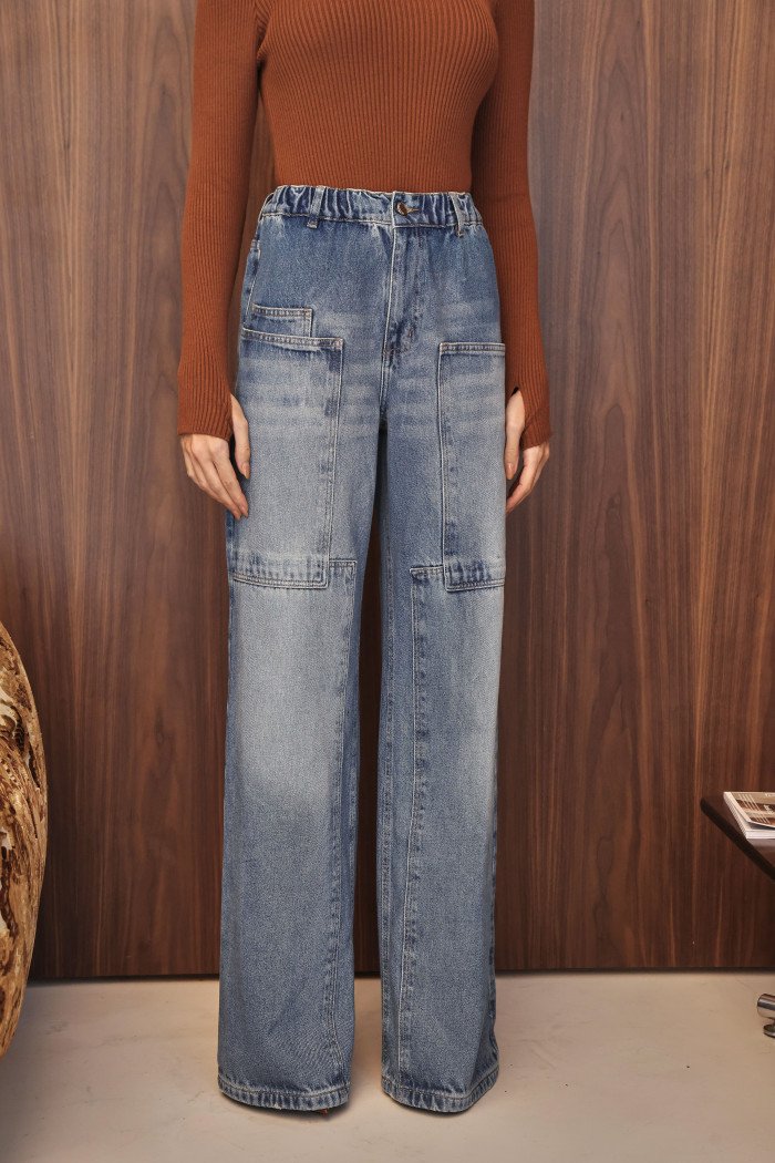 CALÇA KEILA JEANS CÓS ELÁSTICO - AZUL