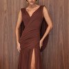 VESTIDO LAILA LONGO CAUDA COSTAS - BORDÔ