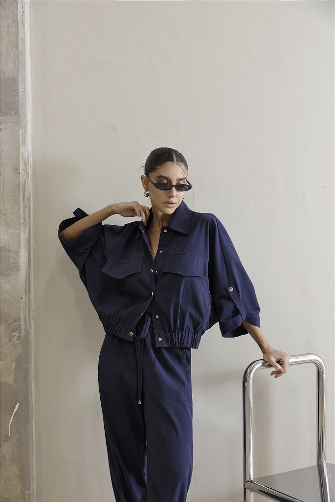 CONJUNTO BLUSA E CALÇA JOGGER MIRELLA - AZUL MARINHO