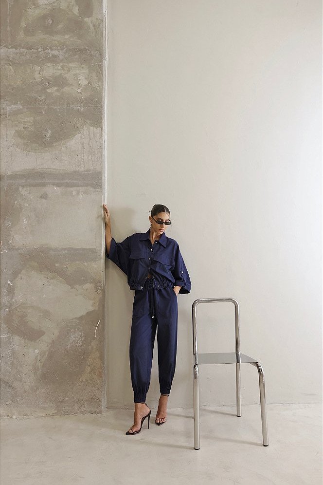 CONJUNTO BLUSA E CALÇA JOGGER MIRELLA - AZUL MARINHO