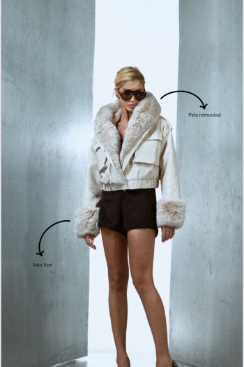 CASACO NICKY COURINO PELO REMOVÍVEL - OFF WHITE