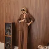 CONJUNTO NOVA YORK BLAZER E CALÇA CÓS LISTRADO - CHOCOLATE