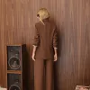 CONJUNTO NOVA YORK BLAZER E CALÇA CÓS LISTRADO - CHOCOLATE