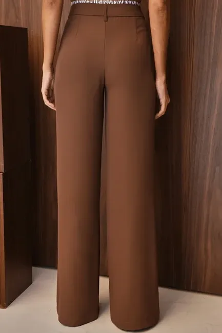 CONJUNTO NOVA YORK BLAZER E CALÇA CÓS LISTRADO - CHOCOLATE