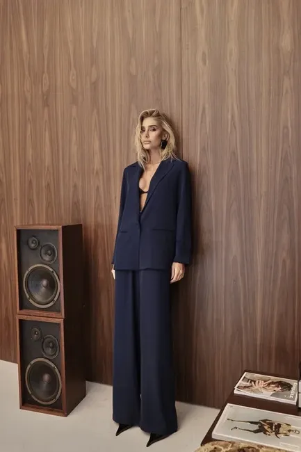 CONJUNTO NOVA YORK BLAZER E CALÇA CÓS LISTRADO - AZUL MARINHO