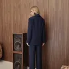 CONJUNTO NOVA YORK BLAZER E CALÇA CÓS LISTRADO - AZUL MARINHO