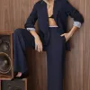 CONJUNTO NOVA YORK BLAZER E CALÇA CÓS LISTRADO - AZUL MARINHO