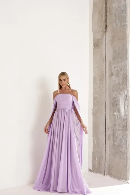 VESTIDO DE FESTA GRÉCIA T.Q.C CAUDA - LILÁS