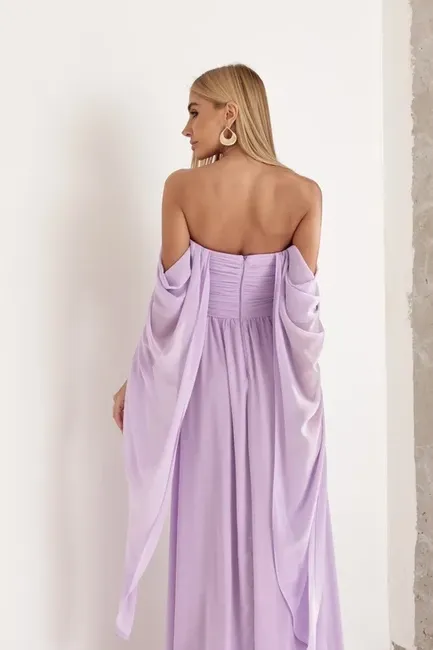 VESTIDO DE FESTA GRÉCIA T.Q.C CAUDA - LILÁS