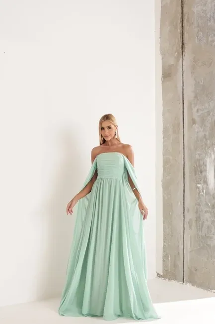 VESTIDO DE FESTA GRÉCIA T.Q.C CAUDA - VERDE MENTA