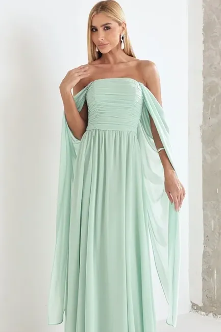 VESTIDO DE FESTA GRÉCIA T.Q.C CAUDA - VERDE MENTA