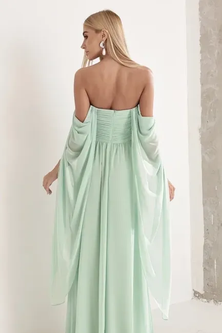VESTIDO DE FESTA GRÉCIA T.Q.C CAUDA - VERDE MENTA