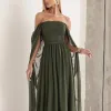 VESTIDO DE FESTA GRÉCIA T.Q.C CAUDA - VERDE MILITAR