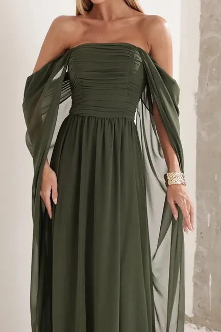 VESTIDO DE FESTA GRÉCIA T.Q.C CAUDA - VERDE MILITAR