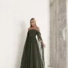 VESTIDO DE FESTA GRÉCIA T.Q.C CAUDA - VERDE MILITAR