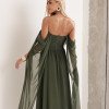 VESTIDO DE FESTA GRÉCIA T.Q.C CAUDA - VERDE MILITAR