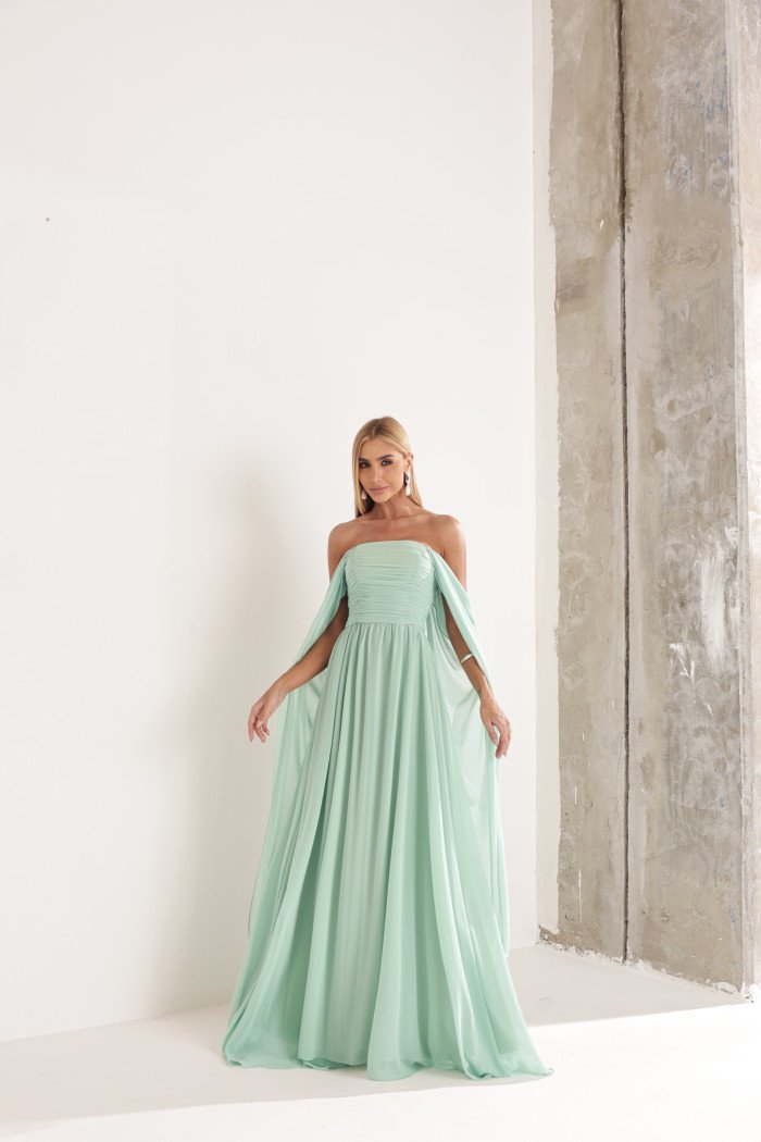 VESTIDO DE FESTA GRÉCIA T.Q.C CAUDA - VERDE MENTA