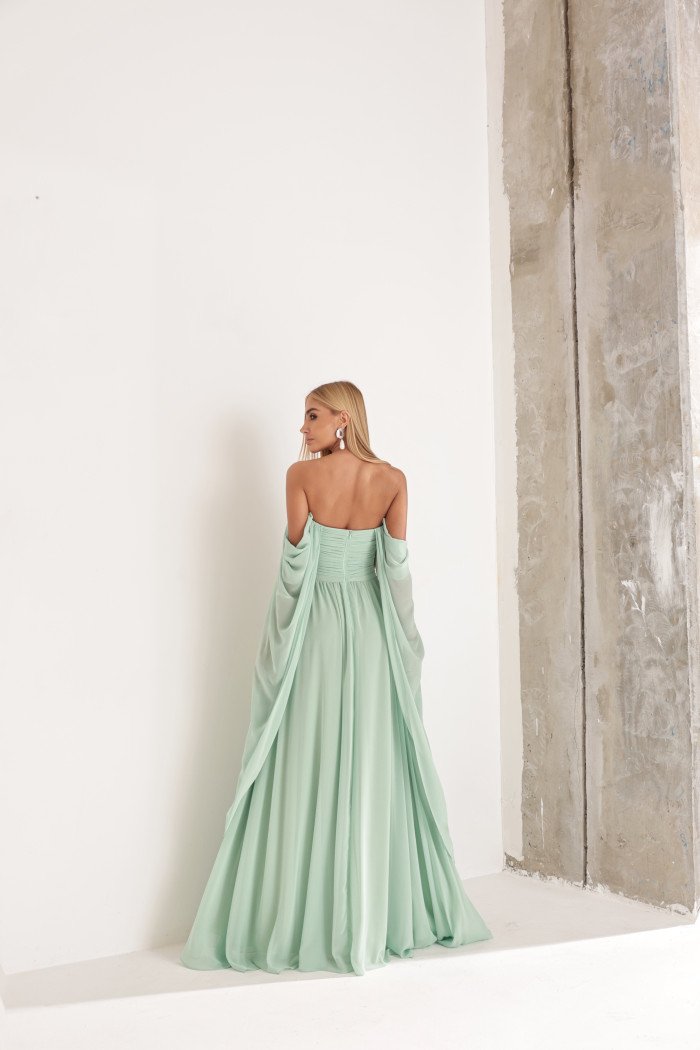 VESTIDO DE FESTA GRÉCIA T.Q.C CAUDA - VERDE MENTA
