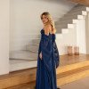 VESTIDO DE FESTA GRÉCIA T.Q.C CAUDA - AZUL BALTICO