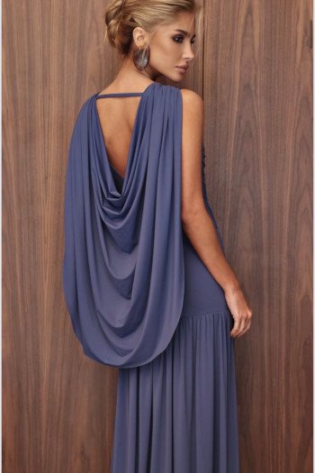 VESTIDO LAILA LONGO CAUDA COSTAS - AZUL JEANS
